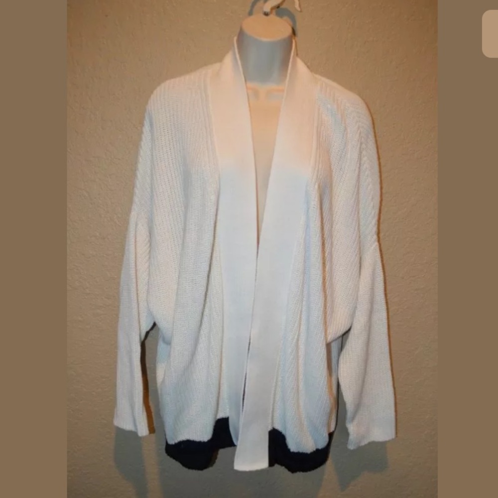 NWOT Sz S Barbara Bui White Black Trim Cardigan